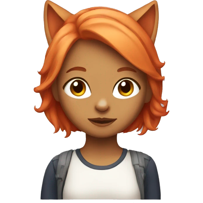 cat Peach and red-haired girl emoji