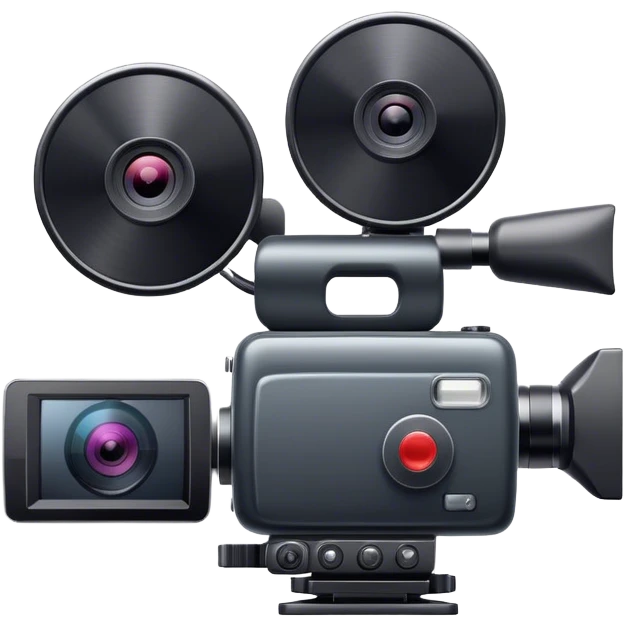 Create an emoji for video shooting. Show a video camera with a recording icon. Use modern, professional colors. Do not include any emojis or smiley faces. Make the background transparent. emoji