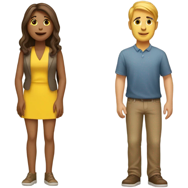 couple: man with yellow hair, not that long, woman with brown long har emoji