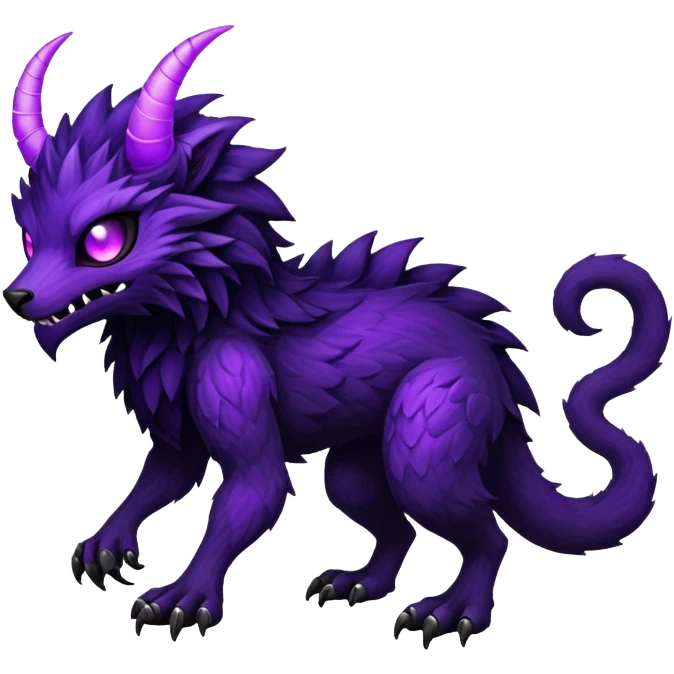  Dark black and purple Fakémon-Wickerbeast-creature (full body) emoji