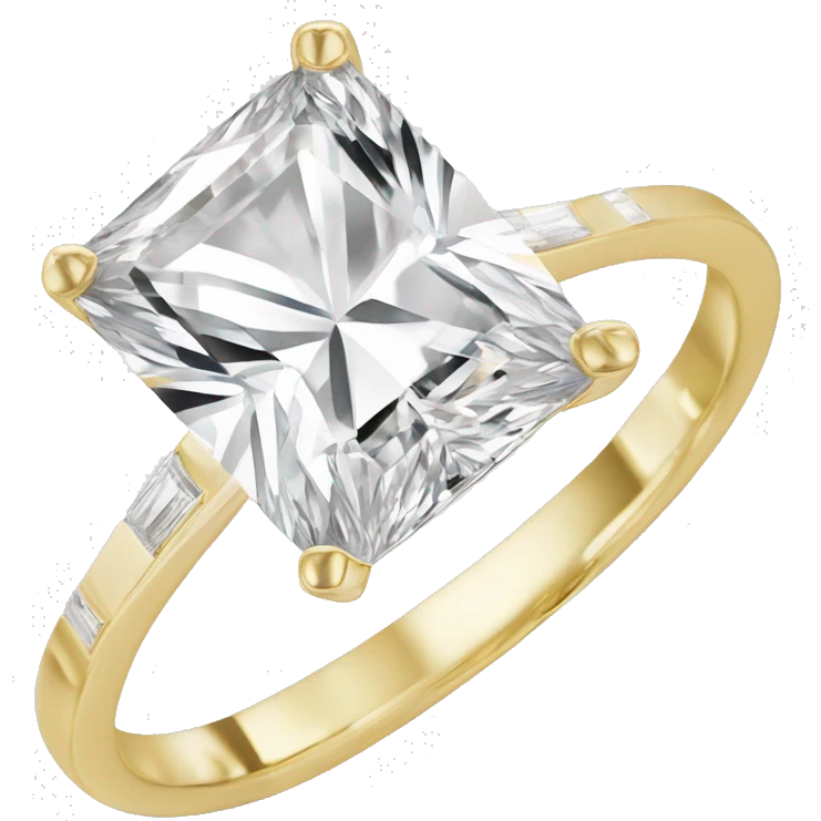 3 carat radiant cut diamond ring with thin plain gold band emoji