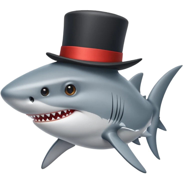 Shark with a top hat emoji