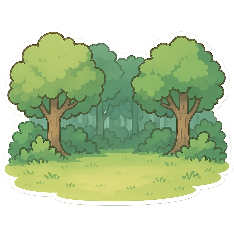 一片丛林，前面一大片空地 emoji