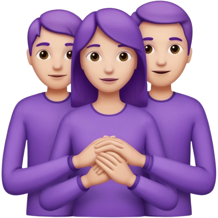 purple group no eyes no nose holding hands emoji
