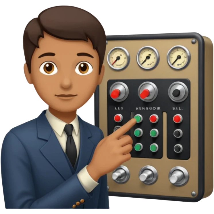 person with vintage control panel. emoji
