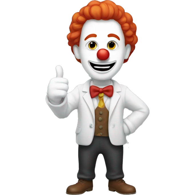 red hair, white face, bold clown with thumbs up emoji