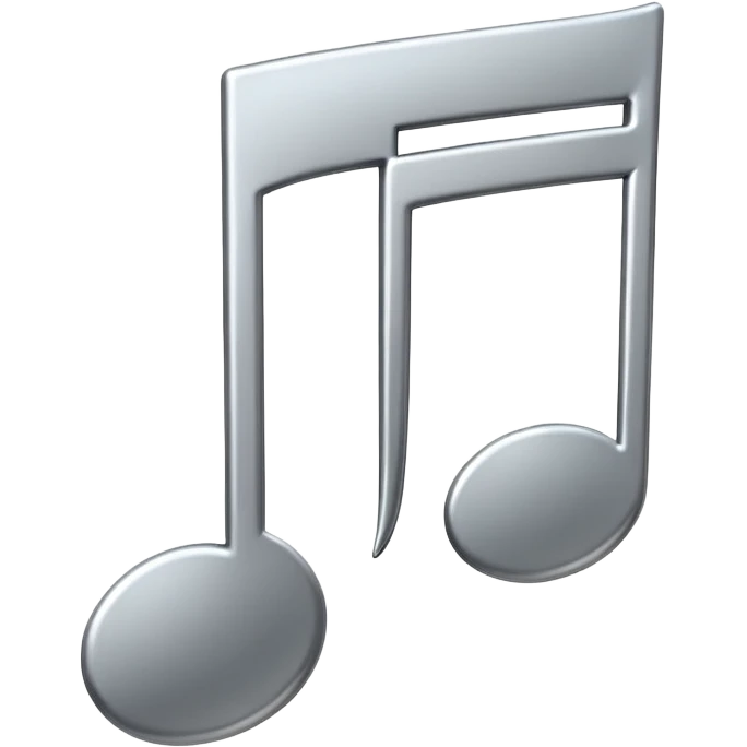 Minimal emoji icon of a single metallic silver music note, clean shape, smooth edges emoji