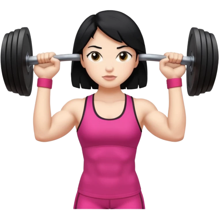 Weightlifting girl with black hair emoji