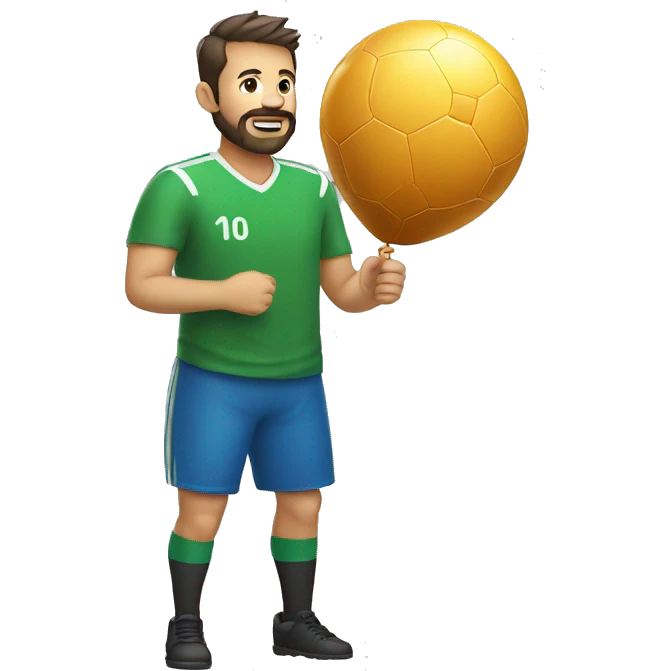 Homme Barbus avec un ballon de foot dans les mains  emoji