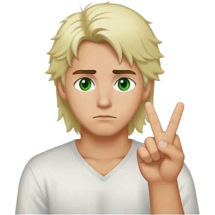 a guy with green eyes and fluffy blonde hair sticking up the middle finger to a white girl with brunette hair while she is sad emoji