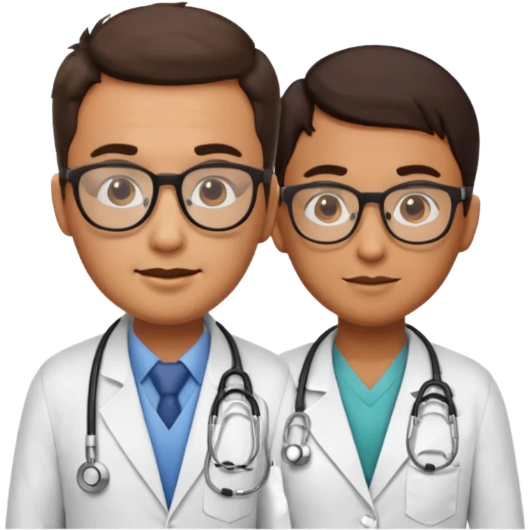 programmer and doctor emojis having a conversation emoji