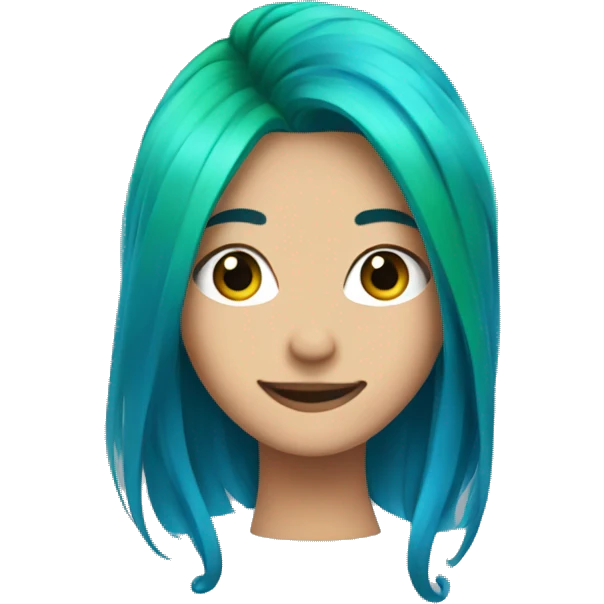 blue and green hair emoji