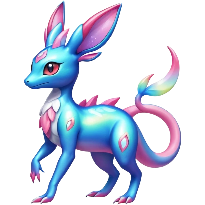 Colorful Shiny Exotic Amaura-Salandit-Aurorus-Sylveon-Fakémon-hybrid-creature (full body)  emoji