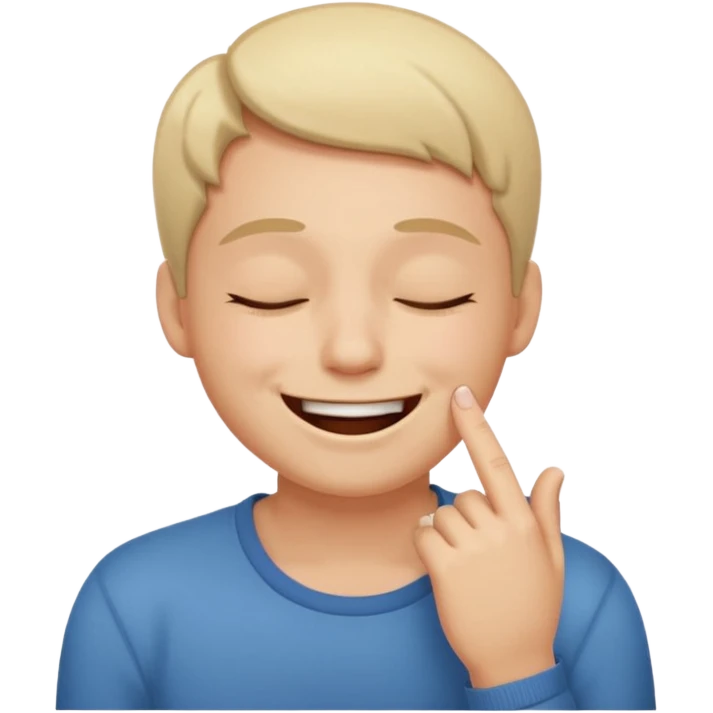 Smiling with closed eyes and biting finger emoji