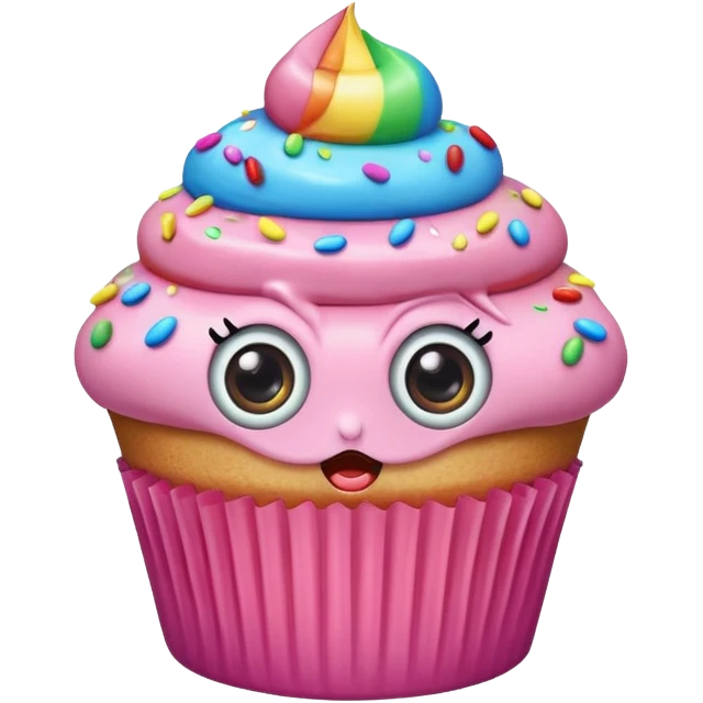 cupcake love cute with big toon eyes emoji