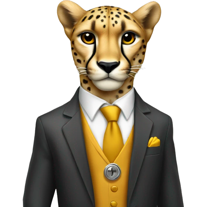 cheetah in a classic suit With keys emoji