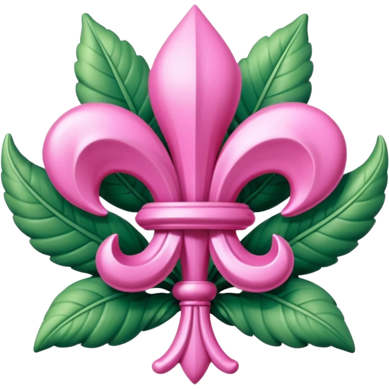 Jeff Koons style pink fleur de lis sculpture in a garden landscape  emoji