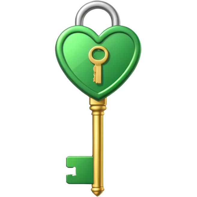 3D emoji, golden key, green check mark, professional style, white background. emoji