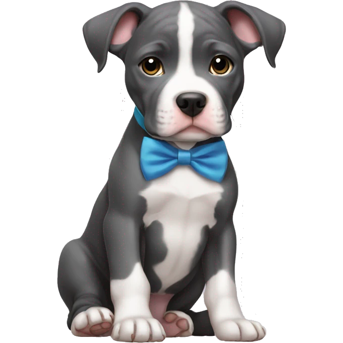 Blue pitbull puppy with bow tie emoji