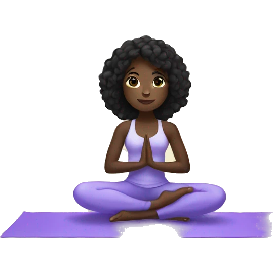 dark skin girl with black hair doing yoga emoji