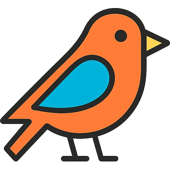 bird icon, black outlines with subtle color fills, modern look emoji