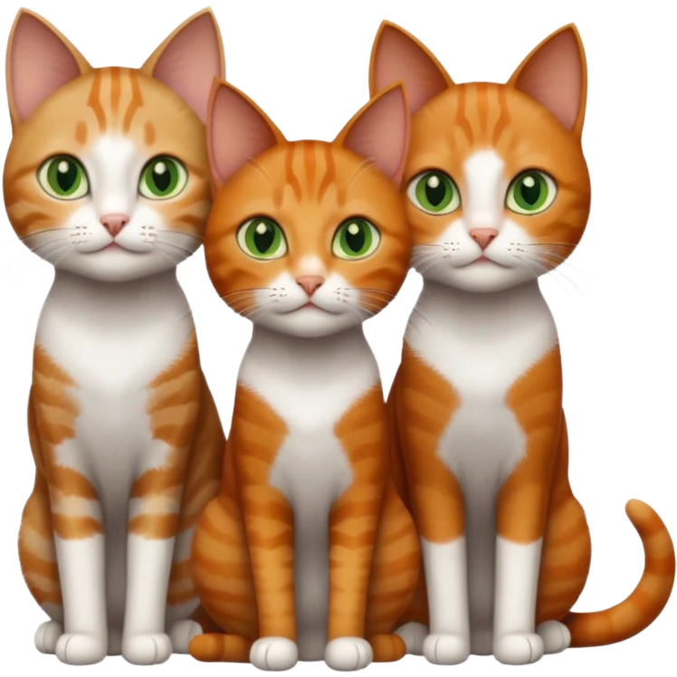 3 different coloured tiny short haired cats, including a dark grey and white cat with green eyes,and  a ginger and white with orange eyes and a brown tabby and white with hazel eyes emoji