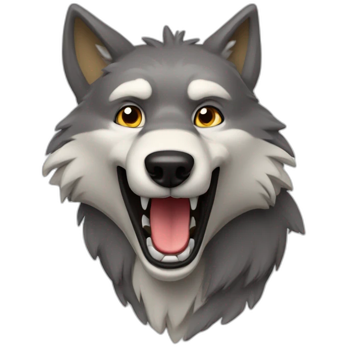 a anthropomorphic wolf saying hello emoji