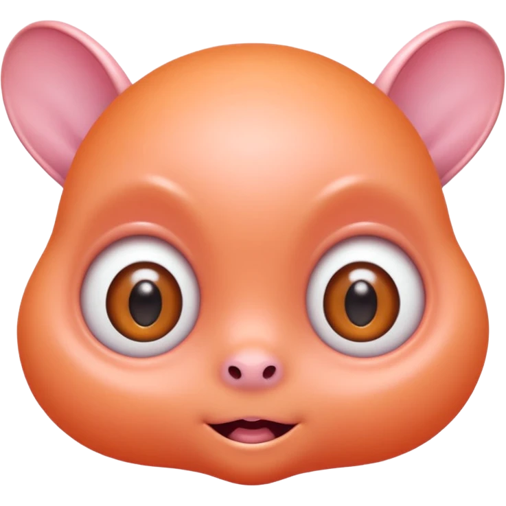 Portrait of a cute alien with round head, big shiny eyes, pastel orange skin, small antennae, friendly expression, cartoon style emoji