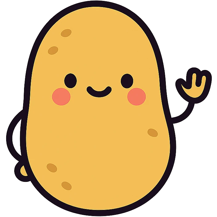 A cute potato emoji waving emoji