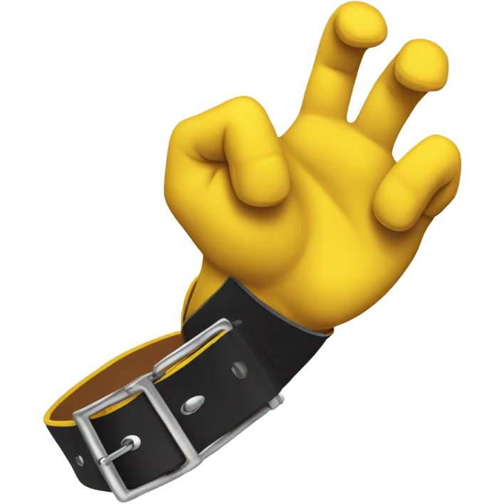 Belt dangling from yellow hand emoji