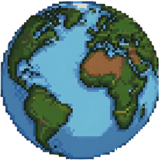 Pixel art Earth globe emoji