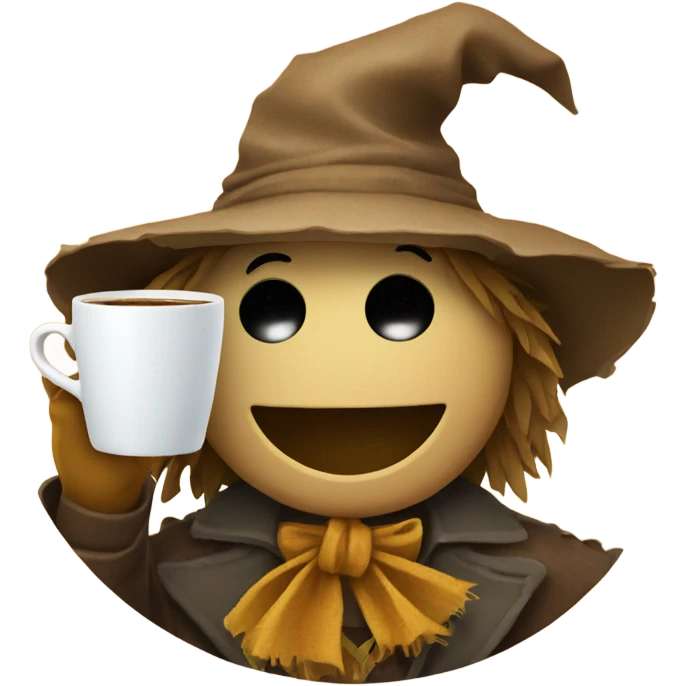 Scarecrow drinking a cup of coffee  emoji