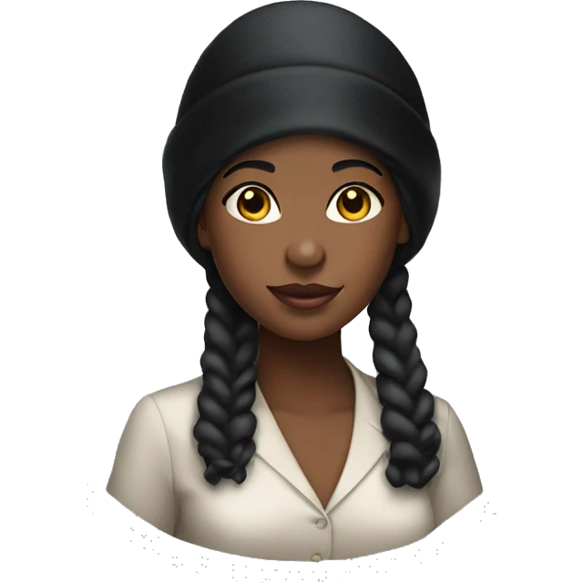 black girl wearing a black satin hair bonnet emoji