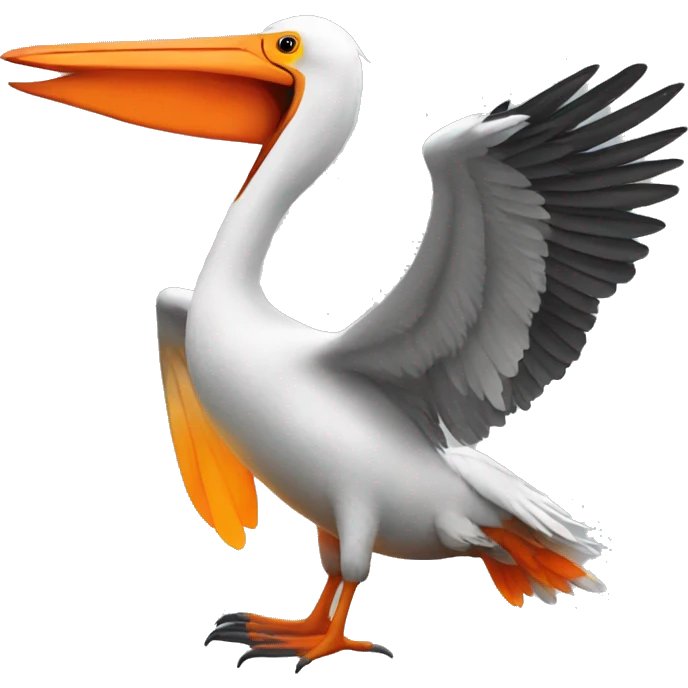 Pelican with orange wings of fire emoji