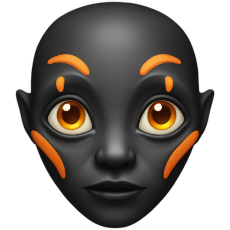 realistic alien black with orange details emoji