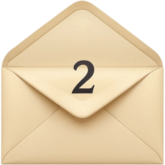 A simple emoji-style icon of a white manila envelope with subtle paper texture, clean edges, and a small graduation NUMBER  2022-photo icon on the front, graduation icon  emoji