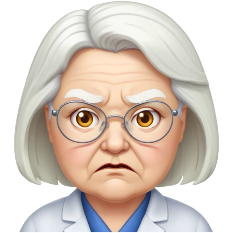 Angry fat old einstein like white hair lady physics professor emoji
