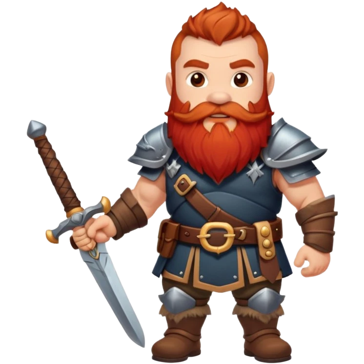 warrior dwarf with big red beard and a sword emoji