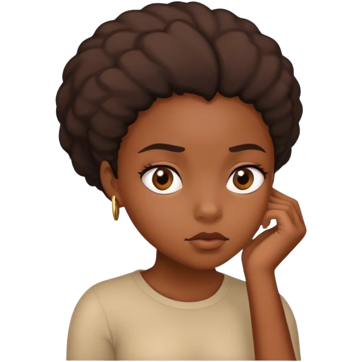 black girl thinking and suspicious  emoji