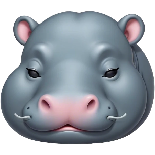 Meme-Worthy Cute Sleeping Hippo Portrait Emoji, Head resting peacefully with a contented smile, showcasing a massive, robust build and a luxuriously soft slate-gray hide, eyes shut in a serene, restful nap, Simplified yet hilariously adorable features, highly detailed, glowing with a soft, drowsy light, high shine, relaxed and utterly lovable, stylized with an air of playful laziness, bright and heartwarming, soft glowing outline, capturing the essence of a comically sleepy hippo, so meme-worthy it feels like it could instantly become the next viral sensation of adorable slumber! emoji