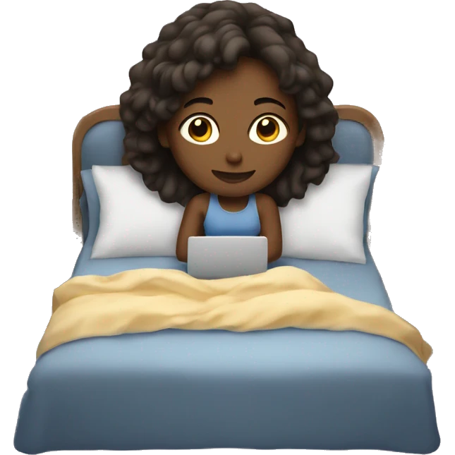 girl in bed with laptop emoji