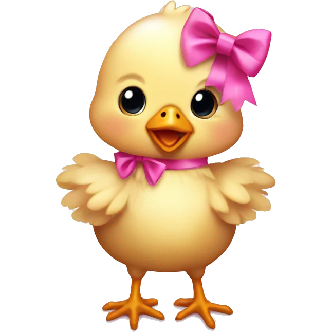 Baby chicken with pink bow emoji
