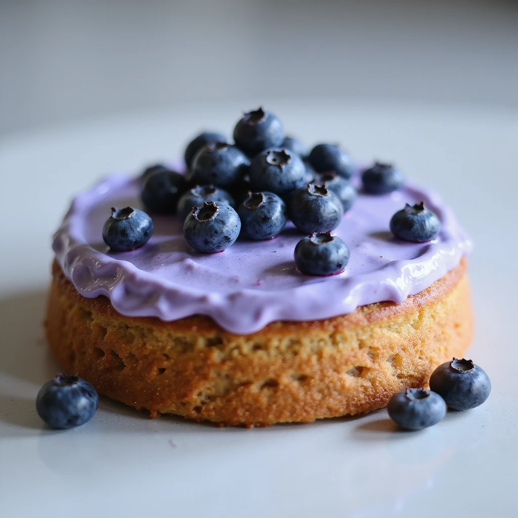 realistic round cake with blueberry frosting and fresh blueberries, photorealistic style emoji