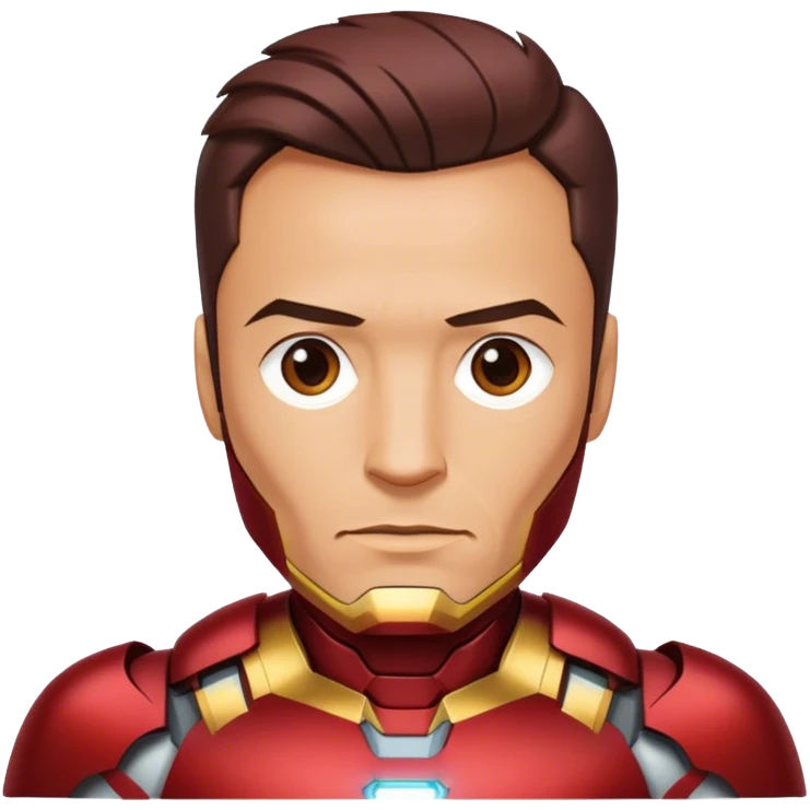 A man with gottee no beard or stash, modern hairstyle round face dressed as ironman emoji