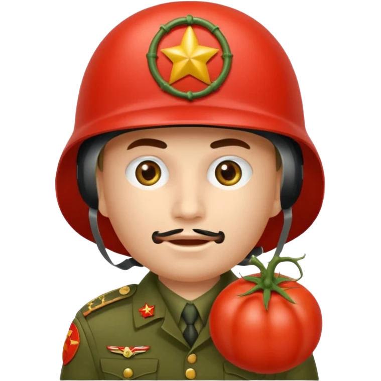 Eine Tomate mit Gesicht als Panzerkommandant emoji