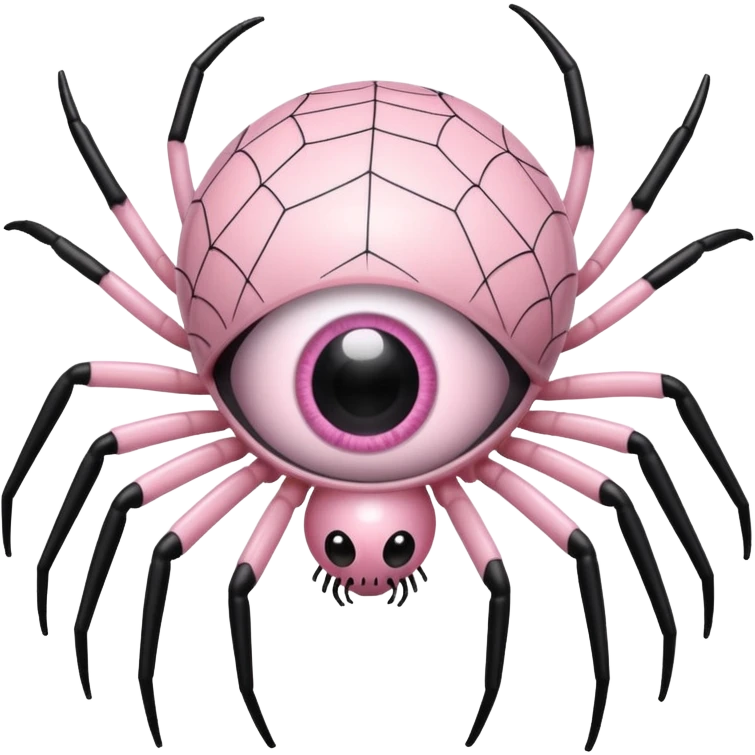 Light pink eyeball with spider legs and spiderweb emoji