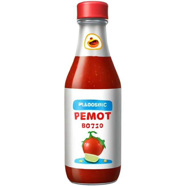 botella de plastico con salsas roja emoji