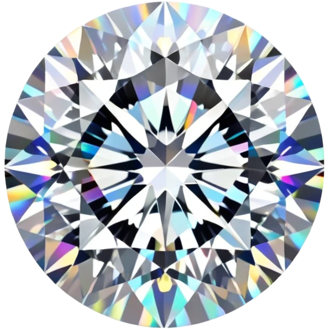 Make it 3D emoji style: add a silver jewelry setting to the round cut white diamond with holographic shine and sparkles emoji