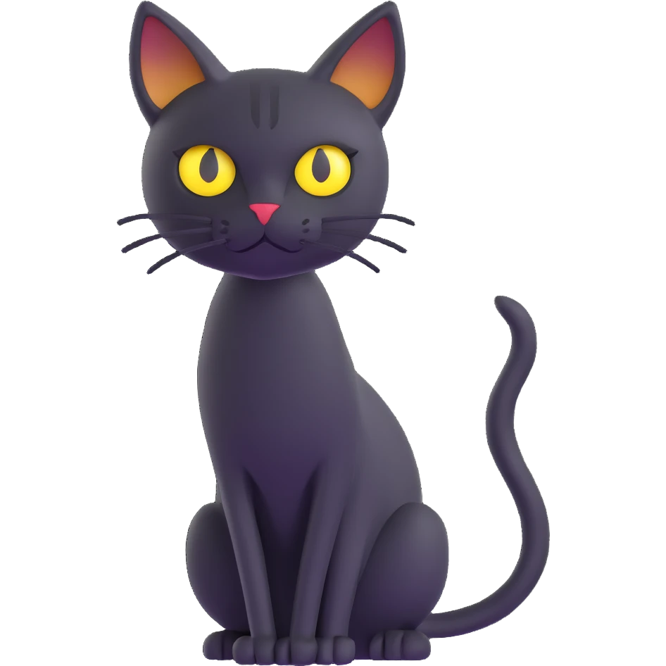 skinny black cat with yellow eyes emoji