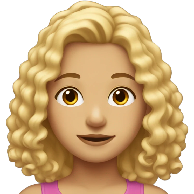 girl with curly, blonde, shoulder length hair, brown eyes  emoji